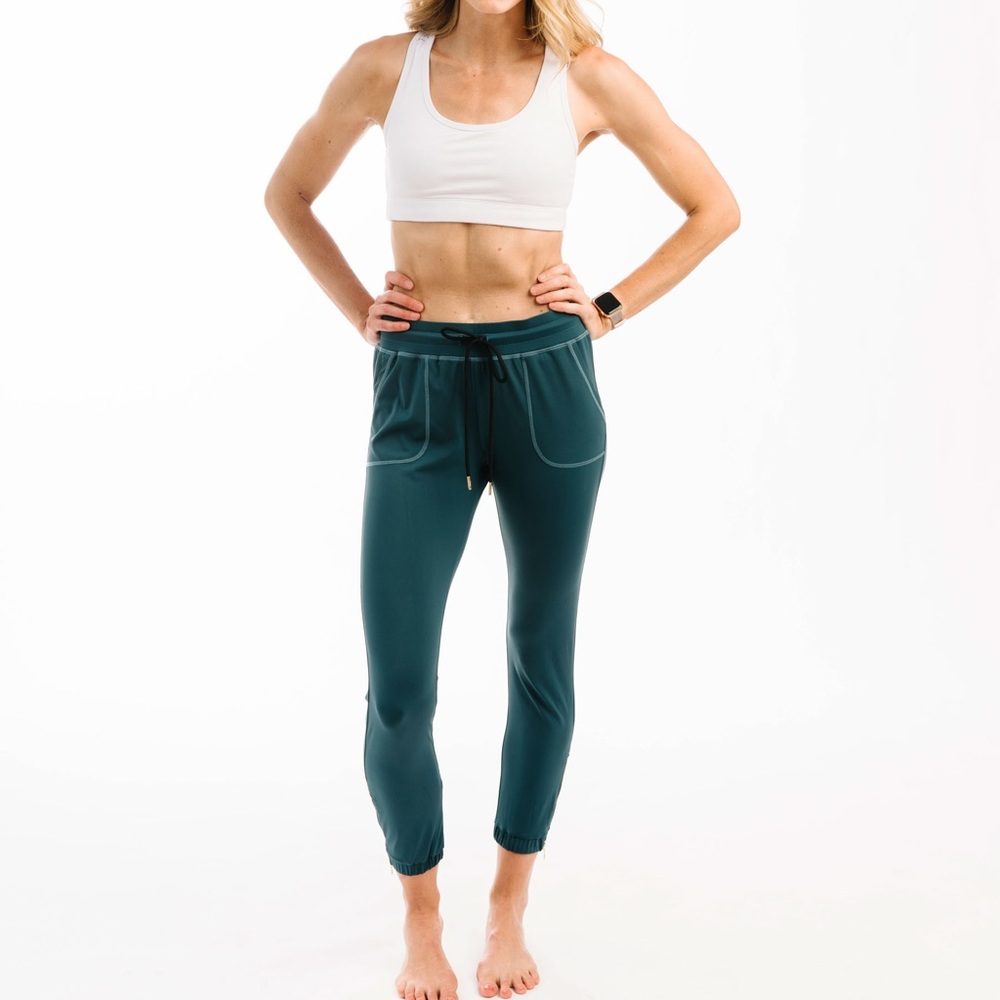 Zyia Dark Teal Peak Zipper Jogger Large NWT